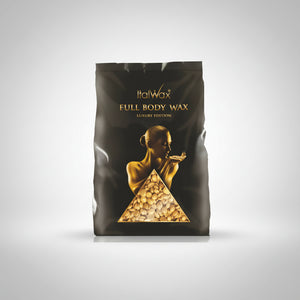 A package of ItalWax full body wax in a black sack with an illustration of a woman on the front.